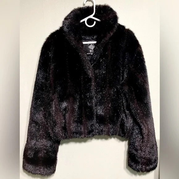 H&M Jackets Coats Running Wild Black Faux Fur Coat Jacket Sz